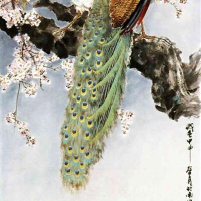 F026 Cherry Blossom And Peacock 120x95cm 2004