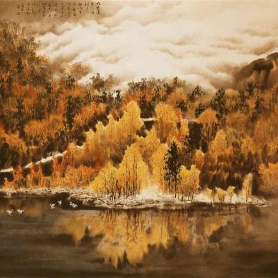 W005 The Autumn Water And Flower Scene At Jiuzhaigou Valley 120x150cm 2008